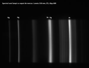 Spectrul unei lămpi cu vapori de mercur