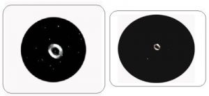 M57, prin luneta de 110mm (dreapta), si o imagine luata cu o camera CCD (stanga) Articol aparut in original in Vega nr.14, Ianuarie 2002. 